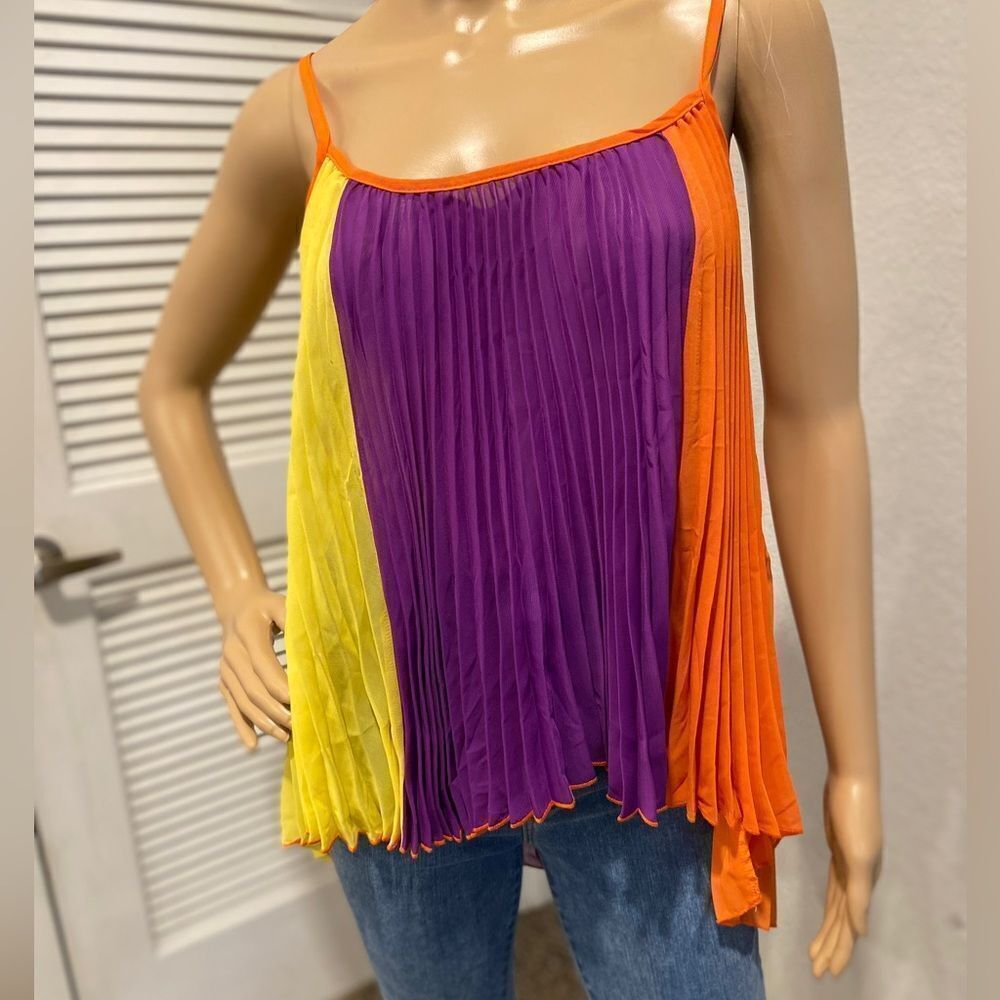Lightweight, sheer, colorful, flirty, spaghetti strap top
